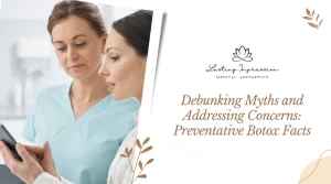 lady holding her phone up to the aesthetician